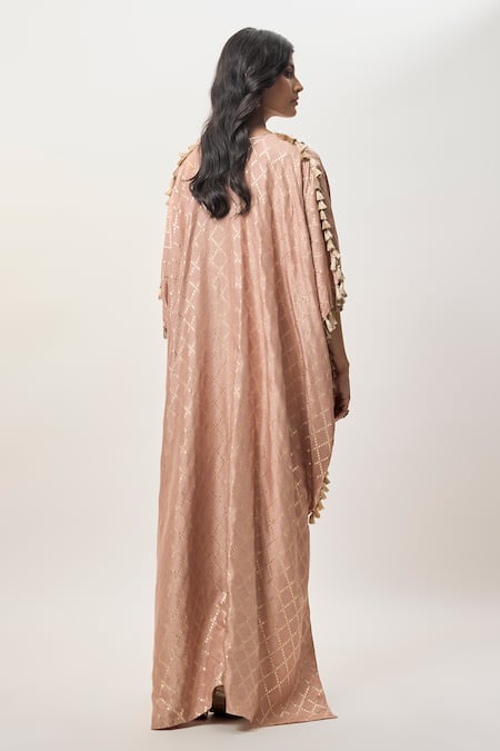 Payal Singhal Sanaz Coral Embroidered Kaftan & Jogger Pant Set 