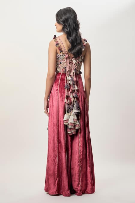 Payal Singhal Yasmin Embroidered Choli & Velvet Sharara Set 