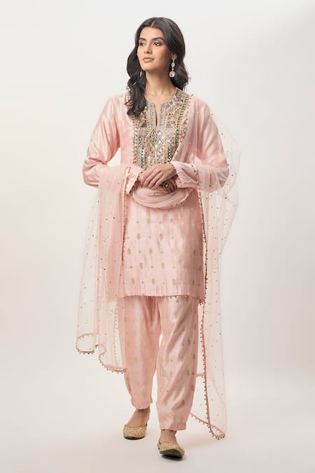 Payal Singhal Farnaz Blush Embroidered Yoke Kurta Set 