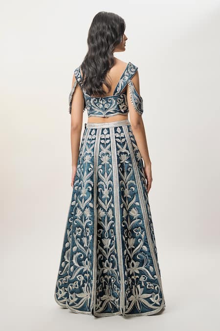 Payal Singhal Sahar Velvet Quilted Embroidered Lehenga Set 