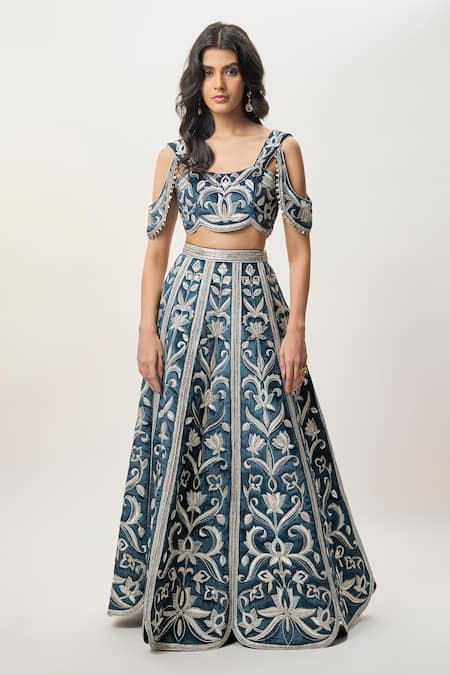 Payal Singhal Sahar Velvet Quilted Embroidered Lehenga Set 