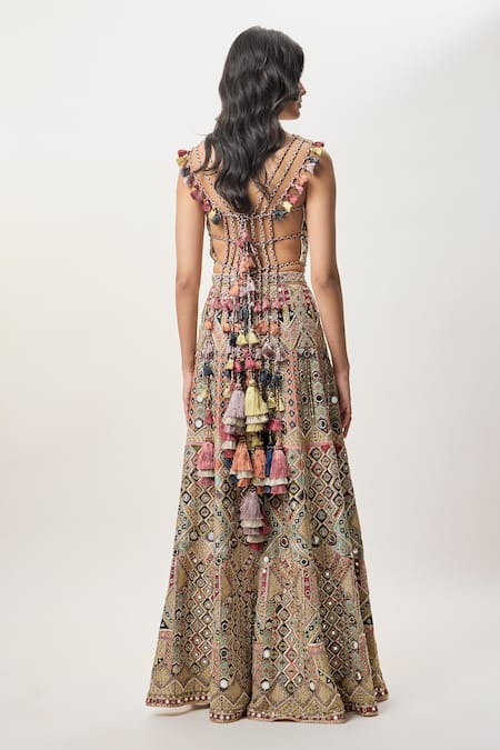 Payal Singhal Fariha Champagne Embroidered Sharara Set 