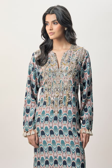 Payal Singhal Mahsa Indigo Kasbah Print Beyza Kaftan 