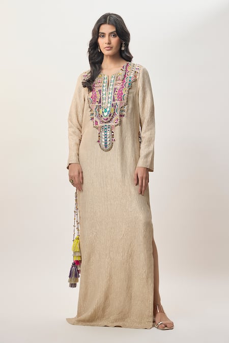 Payal Singhal Nouriya Gold Crushed Tissue Beyza Kaftan 