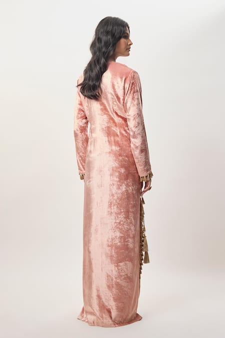 Payal Singhal Tara Rose Pink Velvet Beyza Kaftan 
