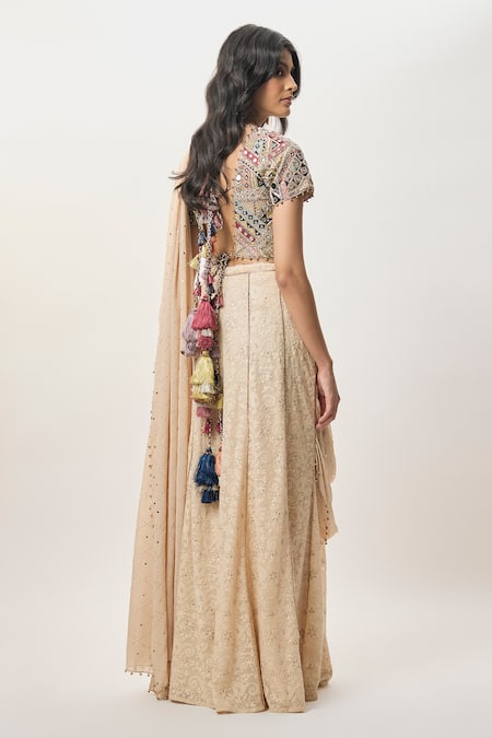 Payal Singhal Luckhnavi Mukaish Georgette Embroidered Choli & Sharara Set 