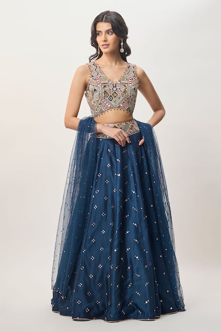 Payal Singhal Mahnaz Mukaish Work Lehenga Set 
