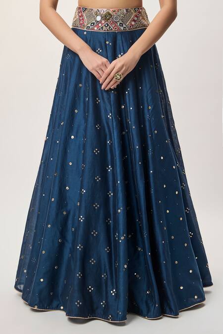 Payal Singhal_Multi Color Silk, Georgette, Mukaish, Net Mirrors, Mahnaz Work Lehenga Set _Online_at_Aza_Fashions