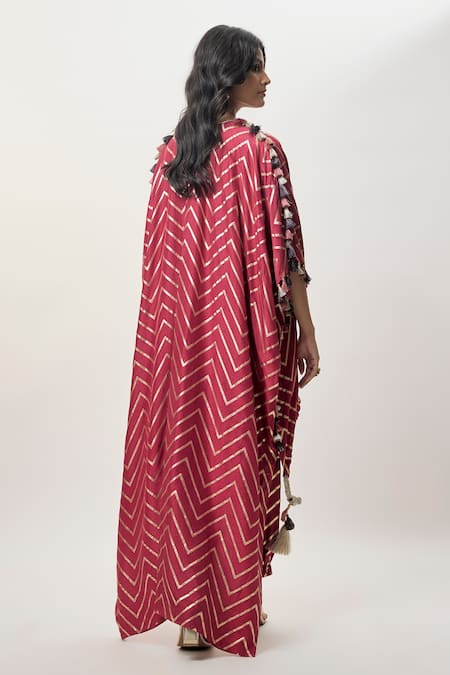 Payal Singhal Raniya Cranberry Kaftan & Jogger Pant Set 