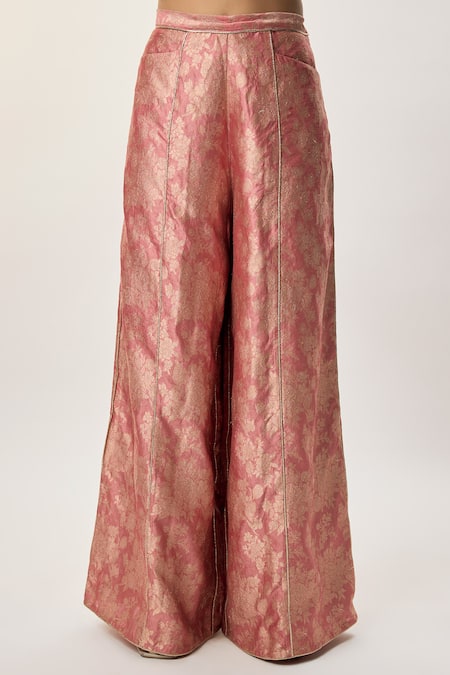 Buy_Payal Singhal_Pink Georgette, Brocade Zari, Embroidery, Stones, Iza Waistcoat Pant Set _Online_at_Aza_Fashions