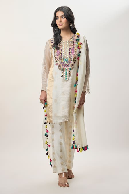Payal Singhal Shirin Embroidered Yoke Kurta Palazzo Set 