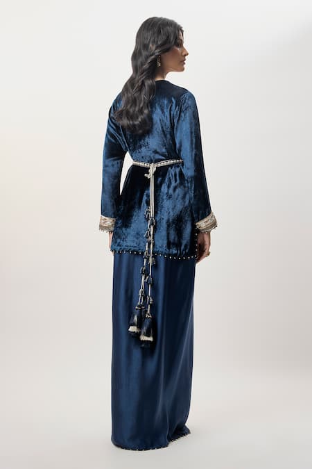 Payal Singhal Samira Velvet Embroidered Kurta Skirt Set 