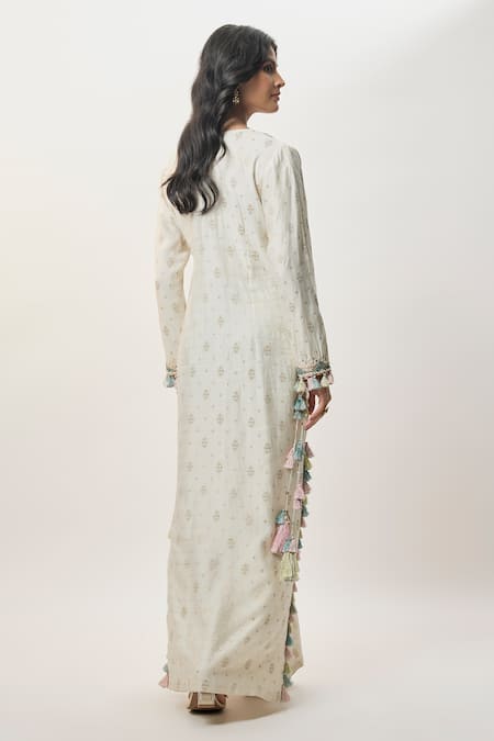 Payal Singhal Saira Off White Embroidered Yoke Beyza Kaftan 