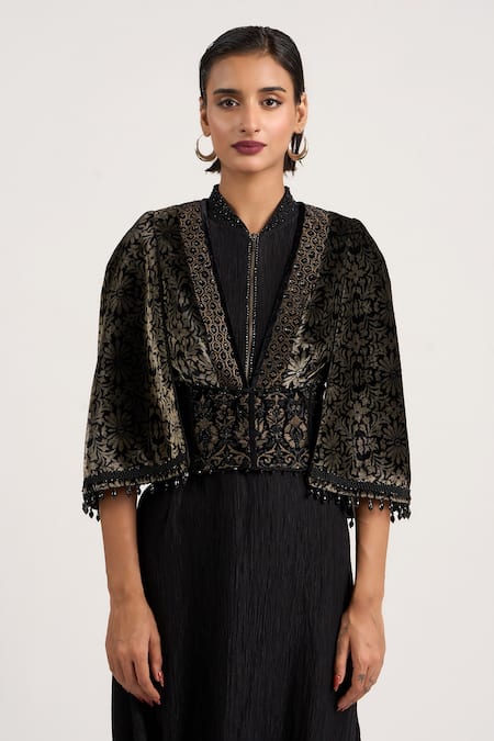 Buy_Ott_Black Embroidery, Sequins, Beads, Crystals Corset Viscose Belt _Online_at_Aza_Fashions