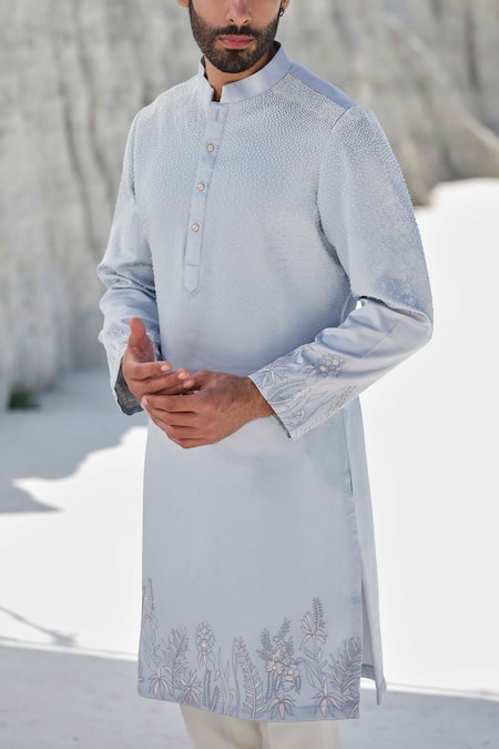 Buy_Amrit Dawani_Blue Modal, Cotton Embroidery Celestial Haze Kurta Set 