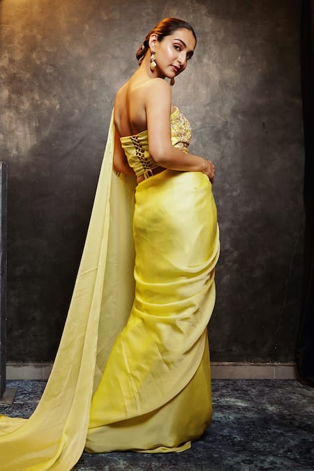 Dajwaree Aurelia Pre-Draped Saree With Embroidered Blouse 