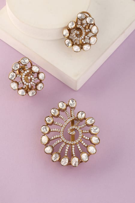 Mero Jewellery Spiral Handcrafted Pendant & Earrings Set 