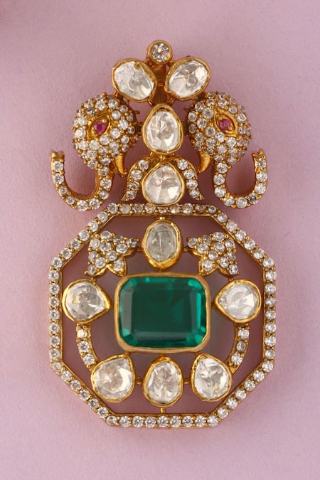 Mero Jewellery Floral Carved Pendant & Earrings Set 