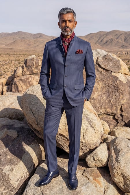 Bubber Couture Pinstriped Classic Bandhgala Set 