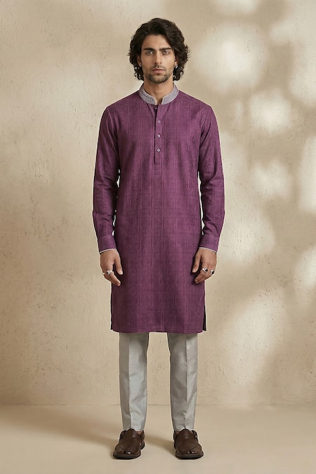 Bubber Couture_Wine Cotton Code Printed Bundi _Online_at_Aza_Fashions