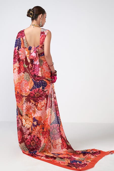 Rishi and Vibhuti Anjana Printed Saree With Blouse 