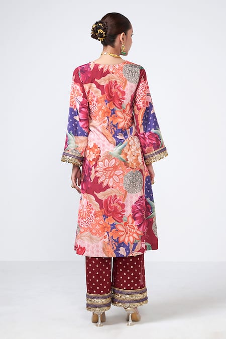 Rishi and Vibhuti Cherry Floral Print Kurta & Pant Set 