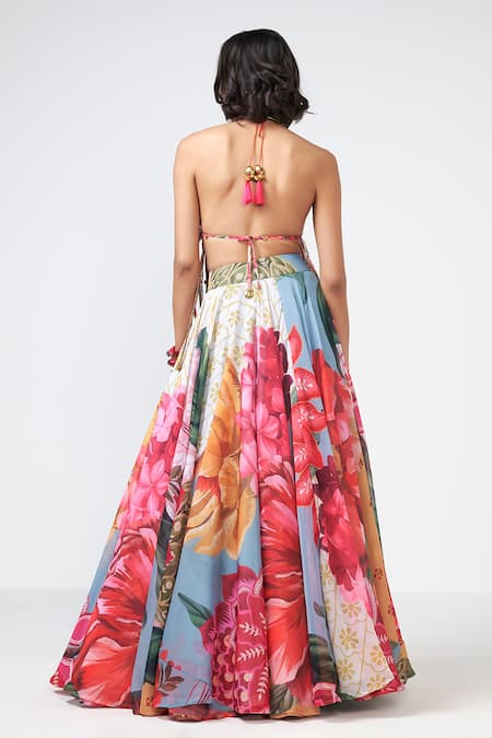 Rishi and Vibhuti Bagh Bahar Print Skirt & Blouse Set 