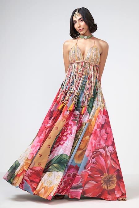 Rishi and Vibhuti Bagh Bahar Print Skirt & Blouse Set 