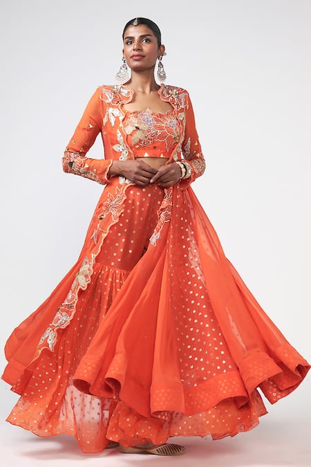 Rishi and Vibhuti Dhadak Cutwork Embroidered Cape Pant Set 