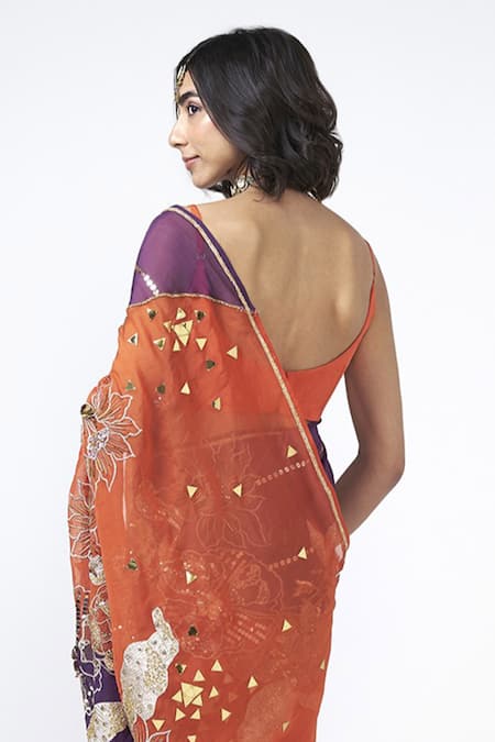 Rishi and Vibhuti Narangi Floral Applique Work Blouse 