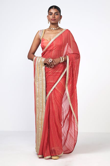 Rishi and Vibhuti Embroidered Saree With Blouse 
