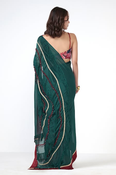Rishi and Vibhuti Forest Wave Embroidered Saree 