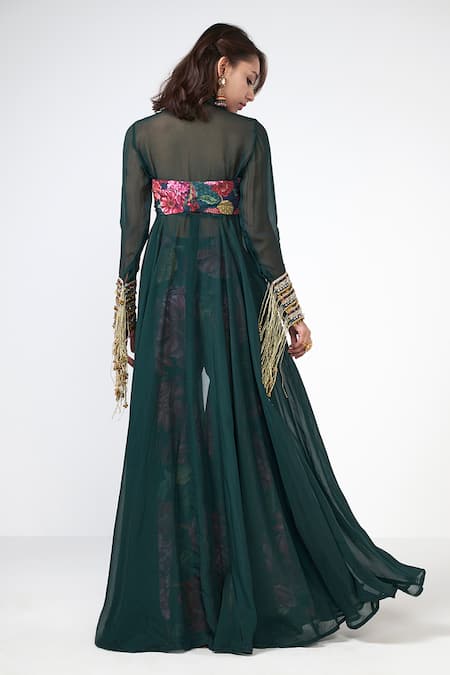 Rishi and Vibhuti Dilbar Kellen Embroidered Jacket Pant Set 