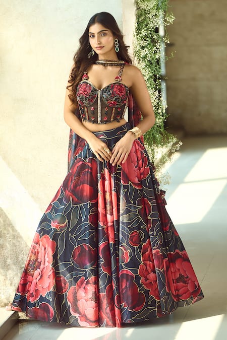 Samyukta Singhania Rose Pattern Lehenga Set 