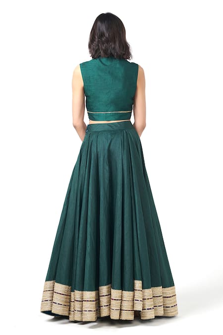 Rishi and Vibhuti Jalsa Embroidered Dupion Blouse & Lehenga Set 