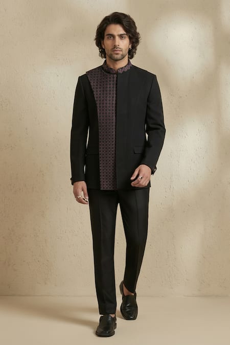 Bubber Couture Asymmetric Panelled Bandhgala Set 