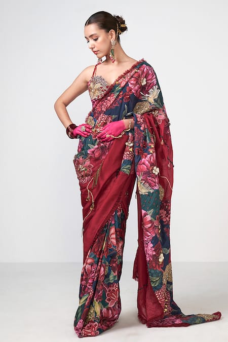 Rishi and Vibhuti Cola Corbett Printed Saree 