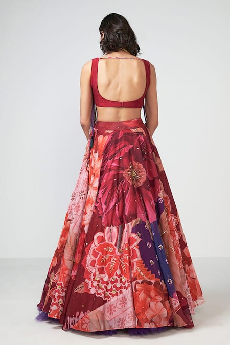 Rishi and Vibhuti Cherry Charm Embroidered Blouse & Skirt Set 