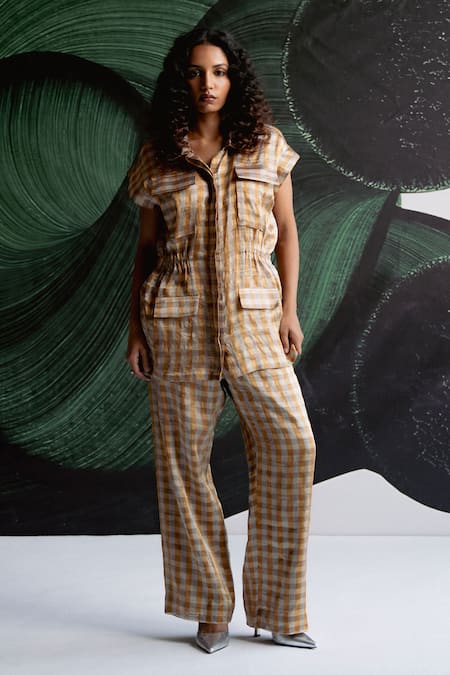 Esha Arora Checkered Pattern Top & Pant Set 