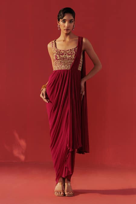 Rasasvada Embroidered Georgette Saree Gown 
