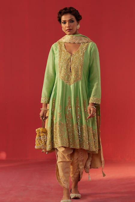 Rasasvada Chanderi Embroidered Anarkali Set 
