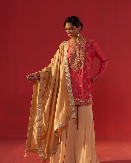 Rasasvada Yoke Embellished Kurta Sharara Set  