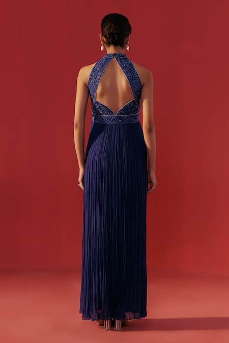 Rasasvada Halter Neck Embellished Dress 