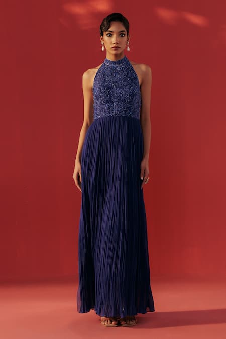 Rasasvada Halter Neck Embellished Dress 