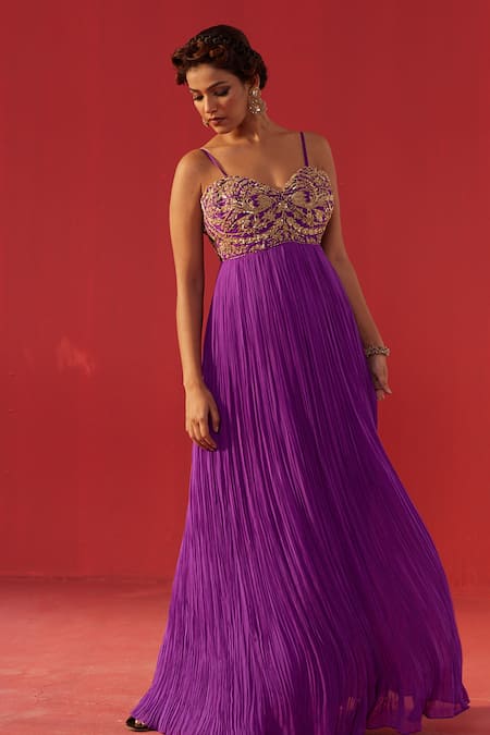 Rasasvada Purple Georgette Embroidery, Sequins, Zari Sweetheart Neck Hand Anarkali Online at Aza Fashions Rasasvada_Purple Georgette Embroidery, Sequins, Zari Sweetheart Neck Hand Anarkali _Online_at_Aza_Fashions