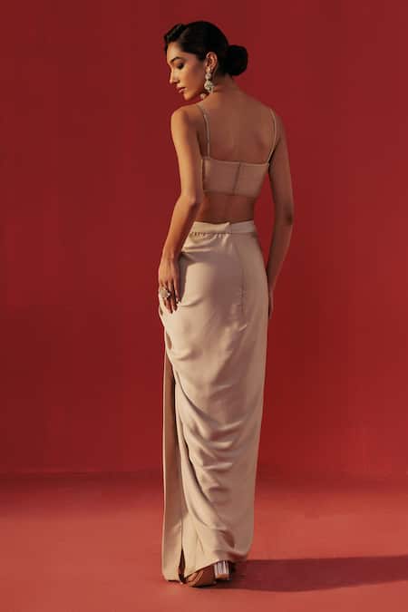 Rasasvada Embroidered Bustier & Draped Skirt Set 