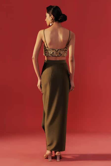 Rasasvada Zari Work Bustier & Skirt Set 