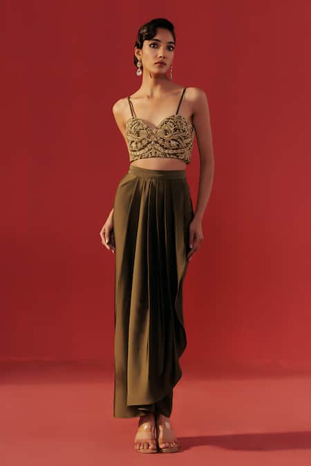 Rasasvada Zari Work Bustier & Skirt Set 