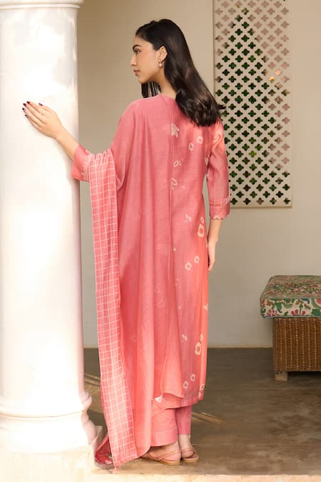 Vaayu Hibicus Floral Muslin Cotton Kurta Set 