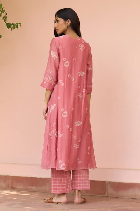 Vaayu Hibiscus Floral Muslin Cotton Kurta & Pant Set 